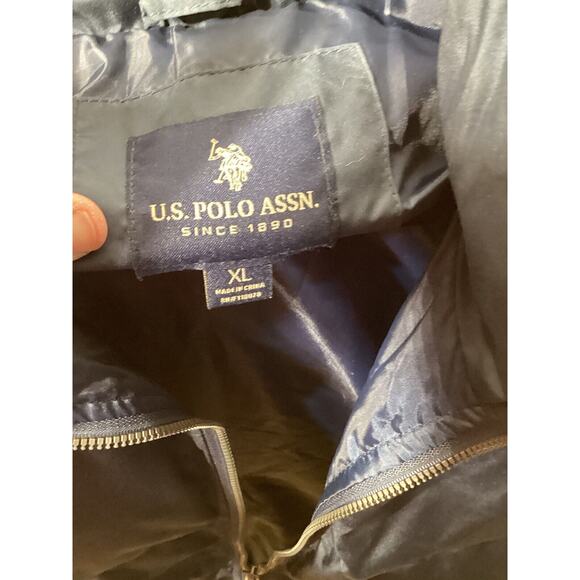 U.S. Polo ASSN Vest Men's Medium XL Blue Sleeveless Bomber Red Pony - Picture 4 of 7